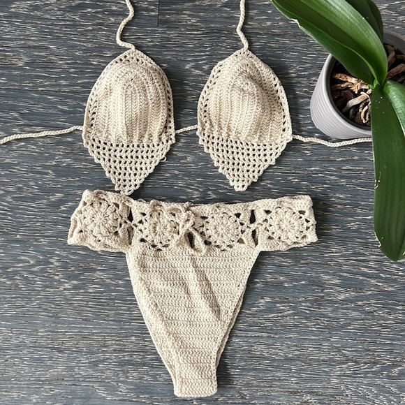 Handmade Crochet Bikini Set Boho Festival Ready - Size S/M - Picture 3 of 6